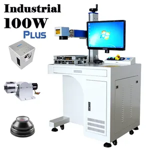 Big Promotion! 4280USD! Brand New Industrial CNC Fiber Laser Marking/Engraving Machine 100W with Computer and Monitor for Metal