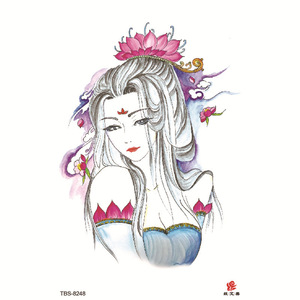 Geisha White <b>Paper</b> Temporary <b>Tattoo</b> Stickers Eco Friendly Water Resistant Indian Style Women Body Art 3 to 7 Days - Product Image 6