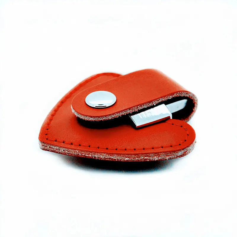 Customized Heart PU leather usb flash memory full capacity usb flash 8GB logo imprint leather usb flash drive