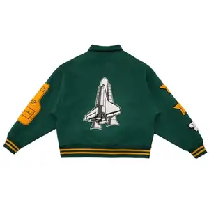 Individuelle hochwertige Chenille-Patch grüne Vintage Varsity-Jacke für Herren Baseball Letterman Herren Varsity-Jacken