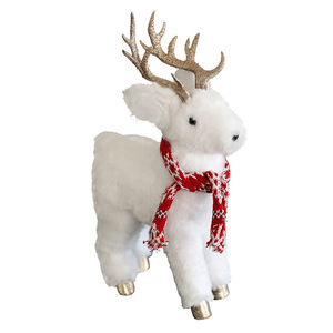 Handmade White Reindeer Plush Doll Christmas Decorations and Tree Ornaments for Storefront Window Props - Product Image 5