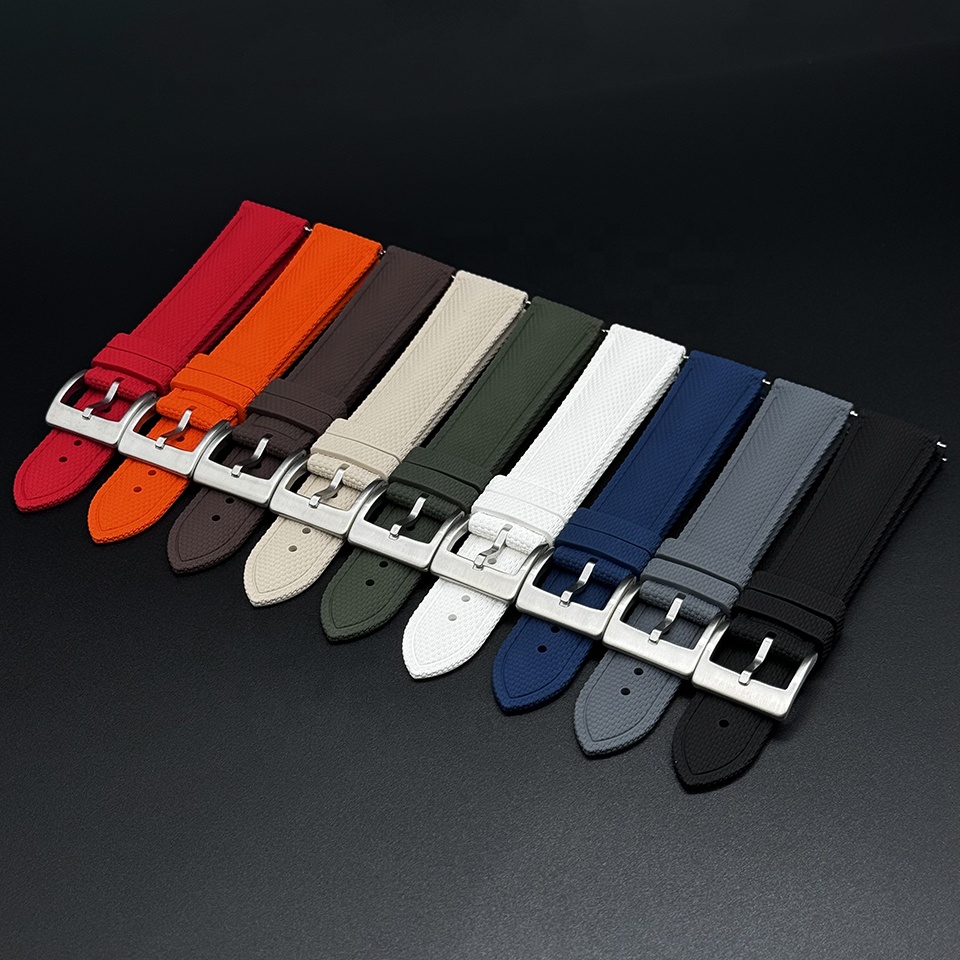 Sailcloth FKM rubber Watch Bands Soft Quick Release Sports Belt Wristband 20mm 21mm 22mm Fabric pattern finish rubber strap