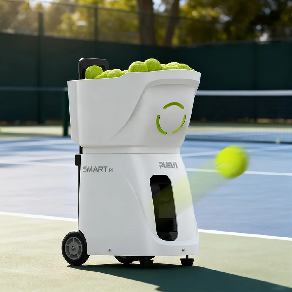 New Design PUSUN SMART PRI APP Controlled Tennis Ball Machine Training Shooting Equipment for Stadium/Sports Ground
