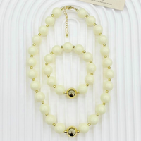 Collier de perles rondes en acrylique CH-LAN2156, coloré, 14N, joli collier jaune en acrylique, vente en gros pour femmes