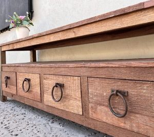 Modern Farmhouse 4-Drawer Accent <b>Cabinet</b> Wood Workbench with Metal Storage for Home Kitchen Bedroom-Dining Room Sideboard <b>Locker</b> - Product Image 3