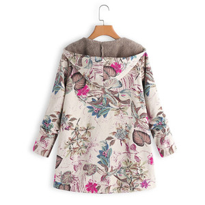 Abrigo de felpa con capucha y estampado Retro para mujer, chaqueta holgada de talla grande, cortavientos informal a la moda, <span class=keywords><strong>otoño</strong></span> e <span class=keywords><strong>invierno</strong></span>, novedad de <span class=keywords><strong>2023</strong></span> - Product Image 5