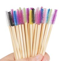 Brosse à mascara jetable avec manche en bois et brosse en nylon, bâtonnets en bambou écologiques pour cils, 50 pièces par paquet
