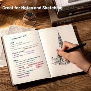 Libreta de direcciones A3 de cuero grabado con espiral, páginas rayadas y soporte para bolígrafo para hombre - Product Image 3