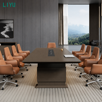 Ensemble de table de conférence moderne LIYU avec chaises - Table de salle de réunion en bois robuste pour la maison, le bureau, la salle à manger, 12 places, mobilier commercial
