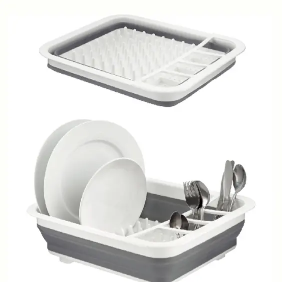 Hot Sale Kitchen Folding Plastic Dish Drainer Drying Rack Dish Bowl Cups Spoon Storage Rack