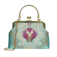 Sac à main en coquille brodé de style chinois avec motif floral, sac à bandoulière vintage pour femme, idéal pour les tenues Cheongsam et Hanfu