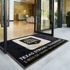 Commercial Carpet Black Logo Rug Mat Custom Printed Rubber Floor Entrance Door Mat for Store