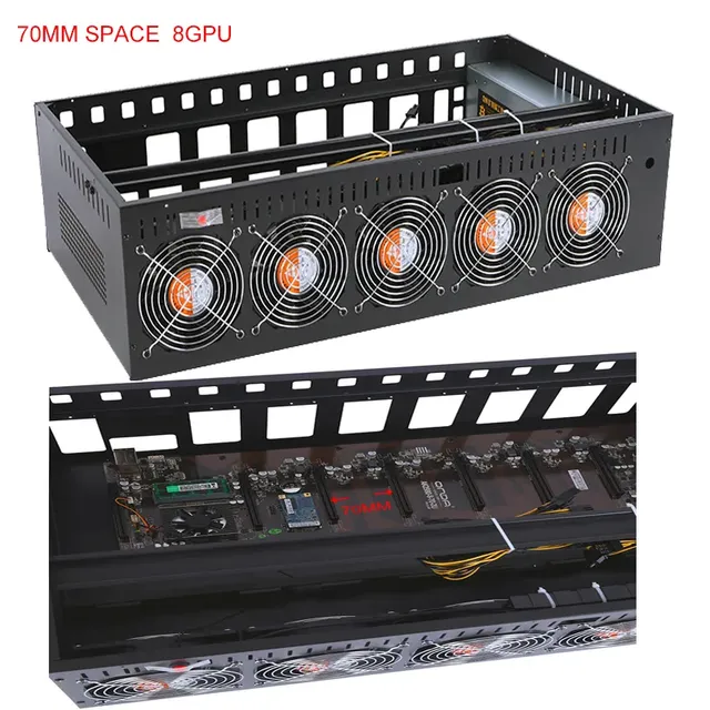 Factory Direct Sale Complete 8 GPU Server Rig with 70mm Space 8 Gpu ATX Style Rack with Power Supply and Fan in Stock