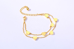 Gioielli da donna <span class=keywords><strong>in</strong></span> acciaio inossidabile placcato <span class=keywords><strong>oro</strong></span> <span class=keywords><strong>rosa</strong></span> con perline a cuore <span class=keywords><strong>cavigliera</strong></span> personalizzata con catena a maglie a doppio strato - Product Image 6