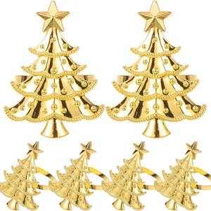Großhandel Gold Silber Amerikanischer Stil Langlebige Umweltfreundliche Edelstahl Weihnachtsbaum Serviettenringe Eleganter Esstisch - Product Image 1