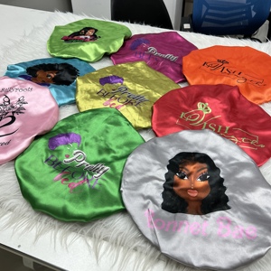 Vente en gros de Bonnets de drapeau, fournisseurs de Bonnets de cheveux en Satin de soie personnalisés, Bonnets de cheveux en Satin Double doublé, Bonnets de drapeau de la jamaïque avec cravates - Product Image 6