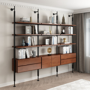 Estante de Almacenamiento de Madera Maciza Moderna y Minimalista de Múltiples Niveles, Estantería de Hierro Forjado para Libros, para Sala de Estar - Product Image 4