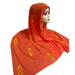MS-2039高品質カスタムマレーシアヘッドスカーフイスラム教徒女性シフォンヒジャーブラインストーンアバヤデュバ ï