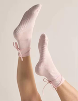 Chaussettes de Pilates de haute qualité avec lien de serrage, ruban rose, lacet, chaussettes de Pilates personnalisées, chaussettes de yoga à lacets antidérapantes