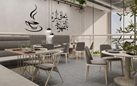Meubles de café tendance en bois, comptoir de bar de café, vente en gros, tables et chaises design