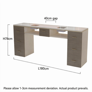 Juego de Mesa y Silla de Manicura de Lujo Estilo Crema con Superficie de Mármol, Colector de Polvo Integrado y Tomacorriente - Product Image 3