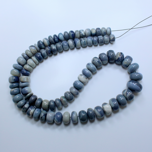 Lightning Ridge ลูกปัดโอปอลสีดำทรงกลมเรียบลูกปัดโอปอลออสเตรเลียอัญมณีโอปอลสีดำลูกปัดทำเครื่องประดับ6X12MM 14นิ้ว - Product Image 1