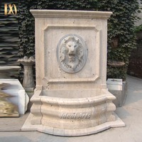 Fontaine à cascade artificielle en marbre avec statue de lion, pierre d'art, pour l'intérieur, décoration murale