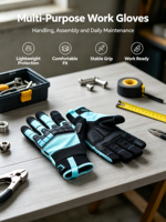 Gants de cyclisme HAIYI unisexes à doigts entiers avec protection dorsale en tissu, sangle de poignet réglable, protection UV, antidérapants pour sports de plein air