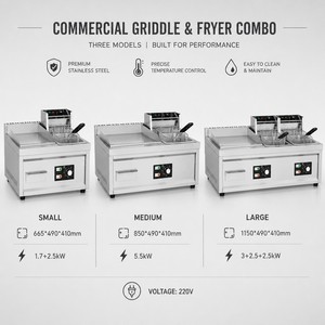 Commercial Electric Griddle <b>Fryer</b> Combo Flat Top Grill with Deep <b>Fryer</b> for Burger Steak Fries Fast Food Kitchens - Product Image 2