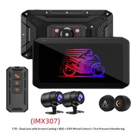 Enregistreur Moto 6,25 pouces avec Carplay, Double Caméra Avant/Arrière 2K, Surveillance de Pression des Pneus, GPS, Avertisseur d'Angle Mort BSD - Modèle T7