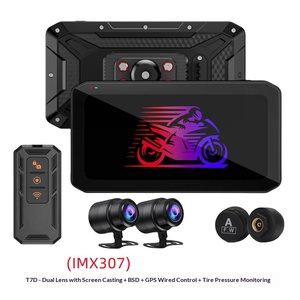 Enregistreur <span class=keywords><strong>Moto</strong></span> 6,25 pouces avec Carplay, Double Caméra <span class=keywords><strong>Avant</strong></span>/Arrière 2K, Surveillance de Pression des Pneus, GPS, Avertisseur d'Angle Mort BSD - Modèle T7 - Product Image 5