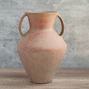 फार्म हाउस देहाती विंटेज घरेलू इंटीरियर सजावट टेराकोटा के साथ मिट्टी टेराकोटा फूल का फूलदान - Product Image 1