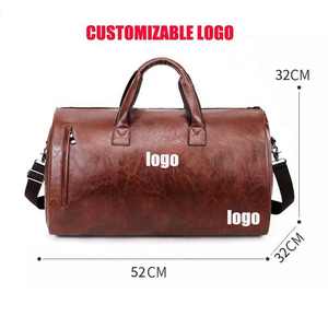 Sac de voyage en cuir PU vintage pour <span class=keywords><strong>homme</strong></span>, pliable, portable, <span class=keywords><strong>grande</strong></span> capacité, imperméable, avec logo personnalisé, pour vêtements, chaussures et costumes - Product Image 5