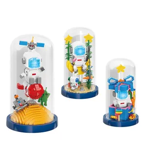 Enfants jouets astronaute fusée modèles avec lumière LED blocs de construction ensembles Mini briques Astrinaut veilleuse nouveauté cadeaux