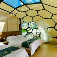Dôme de jardin d'hiver de luxe en verre de 12 m² avec salle de bain, résistant aux UV, pod de glamping, igloo, maison, domos, extérieur