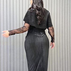 Vestido de Noche de Encaje con Cierre de Hebilla Negro, Sexy y a la Moda, Estilo Europeo para Mujer, Nuevo 2026 - Product Image 5