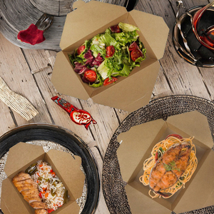 Custom Printed Recycled Kraft Paper Food Packaging <b>Box</b> with Varnishing and Handle for Fried Chicken - Product Image 3