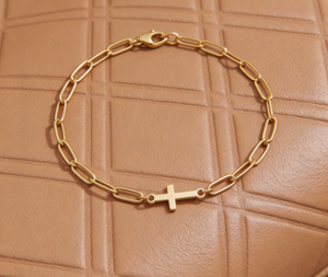 سوار فاليانا الكلاسيكي المقاوم للماء المطلي بالذهب، سلسلة صليب دينية كاثوليكية مسيحية للجنسين - Product Image 4