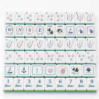Jeu de tuiles de mahjong américain Ocean Coral Fish, en acrylique 4 couches, 1,22 po H x 0,90 po L, motif marin illustré à la main, personnalisation ODM/OEM