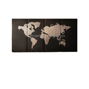 งานประติมากรรมติดผนังรูปแผนที่โลกโลหะตกแต่งสไตล์โมเดิร์นแบบกำหนดเอง พร้อมสีตามสั่ง ความหนา 2-7 มม. รุ่นวันดินโลก - Product Image 1
