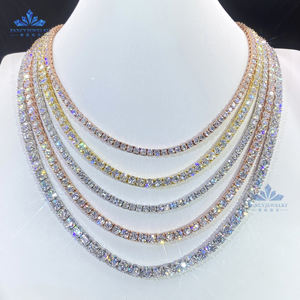 Бижутерия в стиле хип-хоп 925 из стерлингового серебра VVS Moissanites бриллиантовое ожерелье с цепочкой для тенниса для мужчин и женщин - Product Image 1