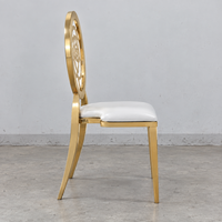 Chaise de banquet de mariage en acier inoxydable doré à dossier découpé en forme de rose, vente en gros