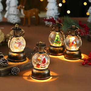 Adorno navideño de resina brillante con temática de nieve, musical, alimentado por USB; decoración navideña; cepillo de mano rellenable con agua; dorado - Product Image 1