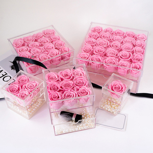 Eternal Rose Gift bedroom decoration acrylic box Preserved Roses with drawer