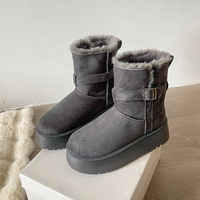Bottes de neige à plateforme pour femmes, imperméables, chaudes, doublées de coton, bottines d'hiver à boucle latérale, chaussures de marche décontractées en peluche