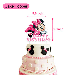 Décorations de fête d'anniversaire <span class=keywords><strong>Minnie</strong></span> Mouse, ballons, bannière, décoration de cupcakes, fournitures de fête d'anniversaire pour enfants, décorations pour bébés - Product Image 2