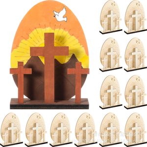 Cruz de Madera Decorativa de Pascua con Forma de Huevo, Color Madera Natural, Decoración de Mesa para Interiores, Decoración del Hogar - Product Image 5
