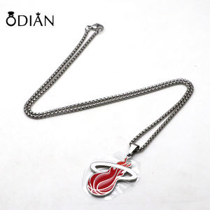 Collier logo de l'équipe de basket-ball, série LOGO, <span class=keywords><strong>Lakers</strong></span> bull, Raptors thermiques, fusée, périmètre, pendentif en acier titane - Product Image 3