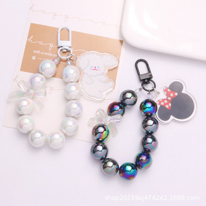 Nuevo colgante de llavero de coche con cuentas de acrílico Chapado en Color sólido, bonita Etiqueta de dibujos animados, funda para auriculares, decoración - Product Image 3