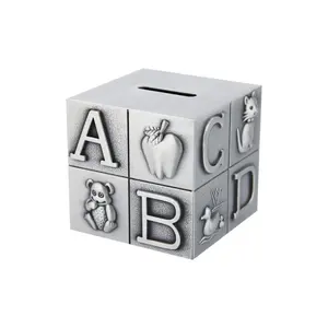 Zinc Alloy Home Decoração Piggy Bank Rubik's Cube Money Box Metal Cube Shaped Coin Bank For Kids